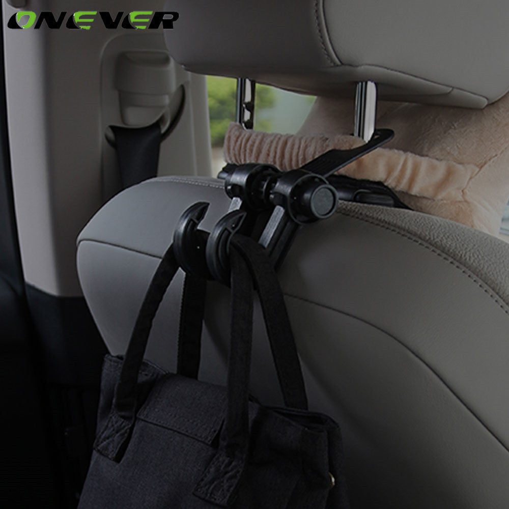 Onever Car Styling Auto Car Back Seat Headrest Hanger Holder Hooks Clips For Bag Purse Cloth Grocery Car Interior Accessories