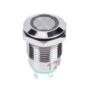 12mm Waterproof LED Stainless Steel Metal Button 3V 12V Auto-Reset Push Switch Self Latching Car Button with LED Light New