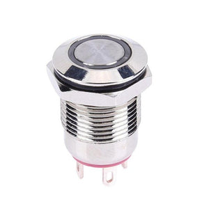 12mm Waterproof LED Stainless Steel Metal Button 3V 12V Auto-Reset Push Switch Self Latching Car Button with LED Light New