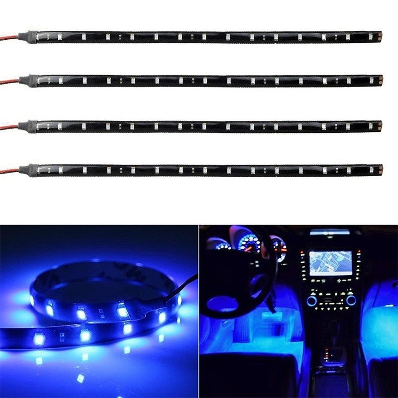 4Pcs 30CM BLUE Color Waterproof Car Lighting Flexible Strip Light for Motor Auto
